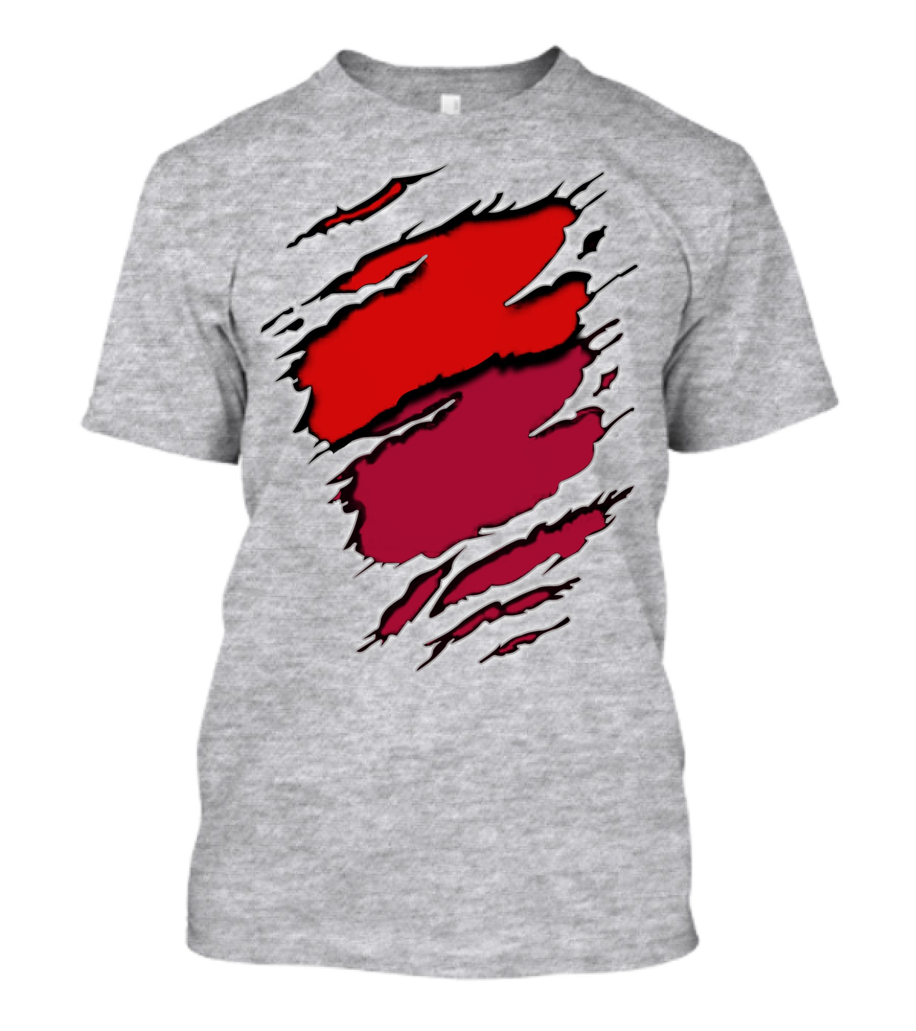 Bucc Ala Rip Scratch Claw Marks Red And Burgundy T-Shirt