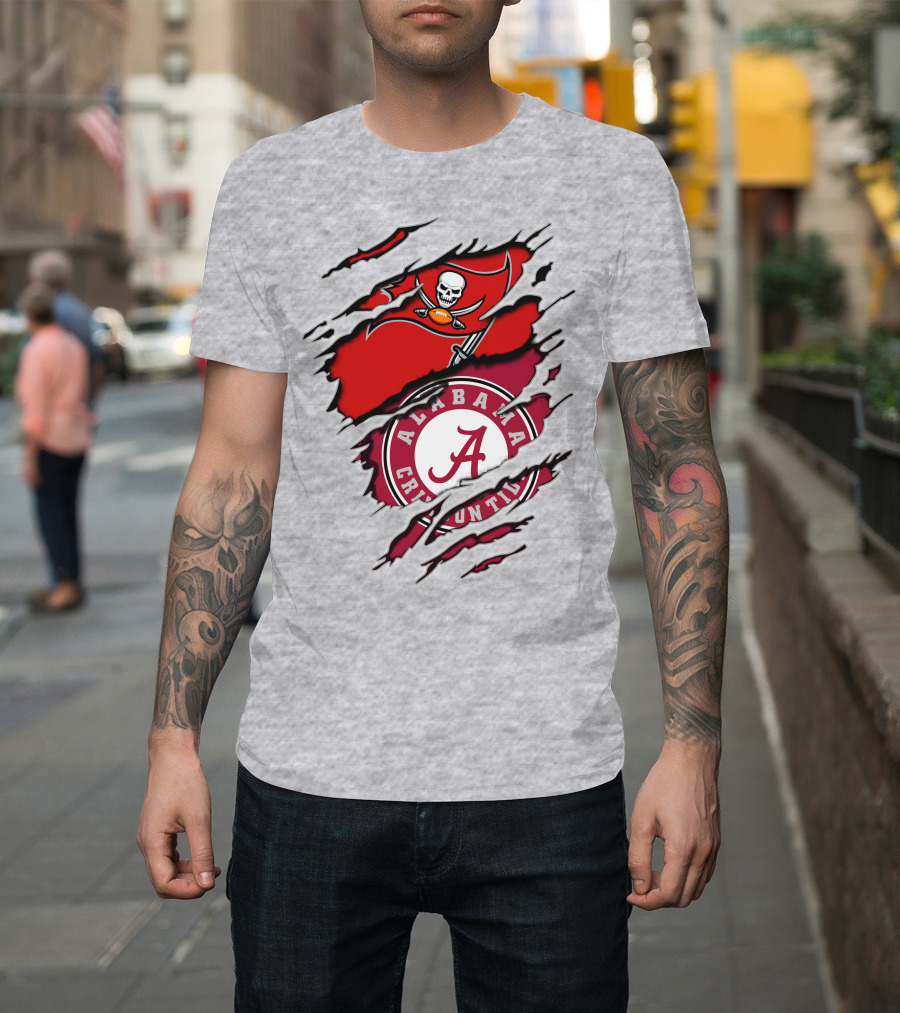 Alabama Crimson Tide Tampa Bay Buccaneers Ripped Flag Fusion T-Shirt