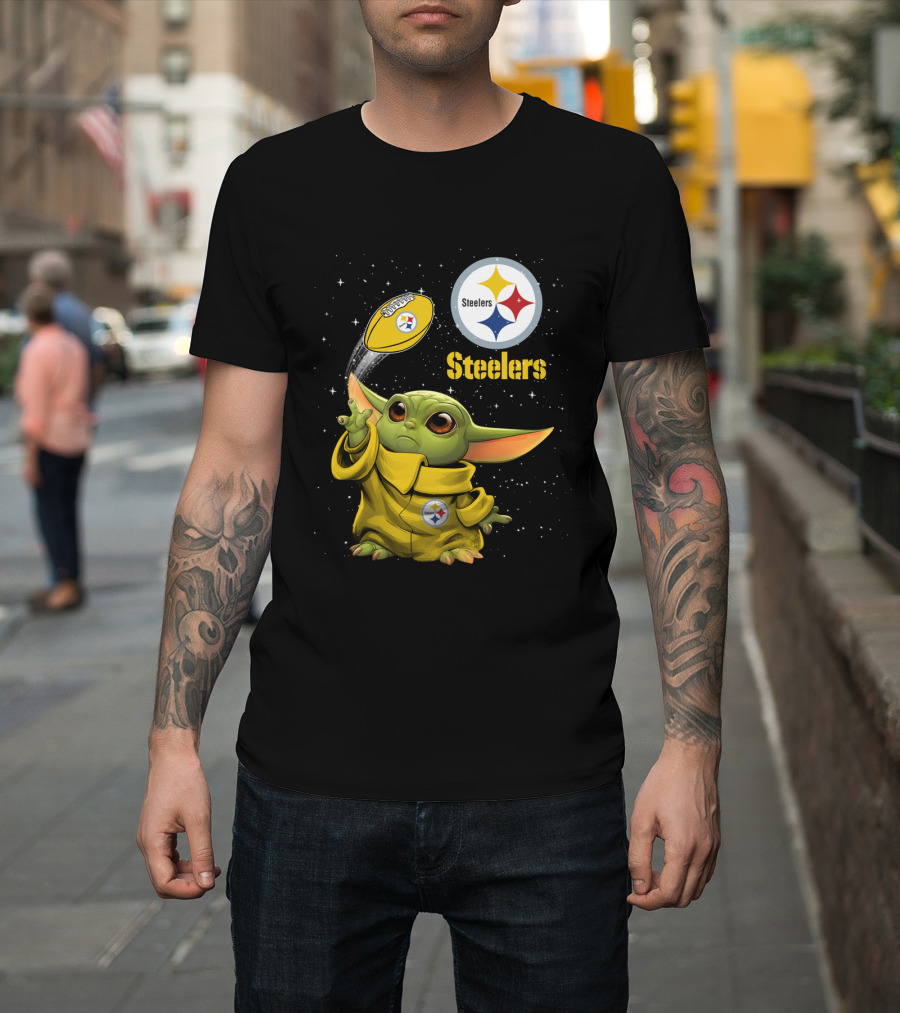 Baby Yoda Steelers Football Star Wars Grogu Pittsburgh NFL Fan Gear T-Shirt