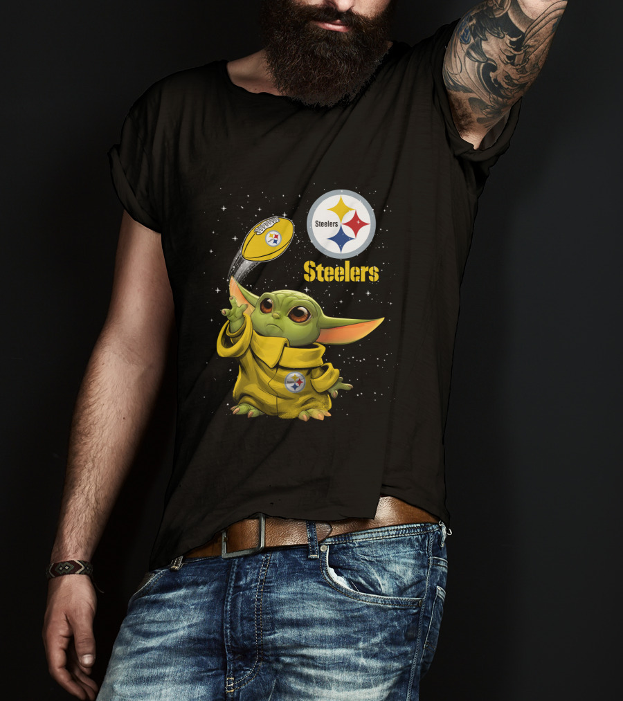 Baby Yoda Steelers Football Star Wars Grogu Pittsburgh NFL Fan Gear T-Shirt