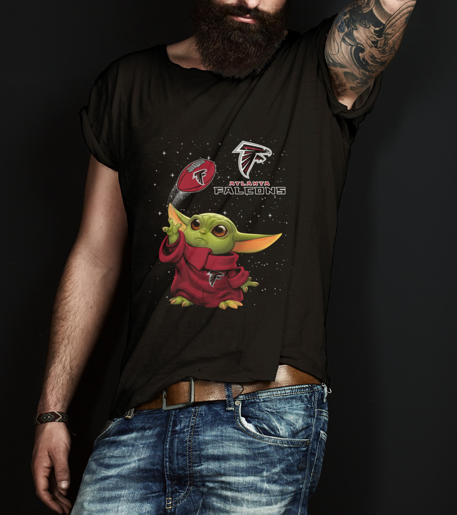 Atlanta Falcons Baby Yoda Star Wars Crossover Football Fan T-Shirt