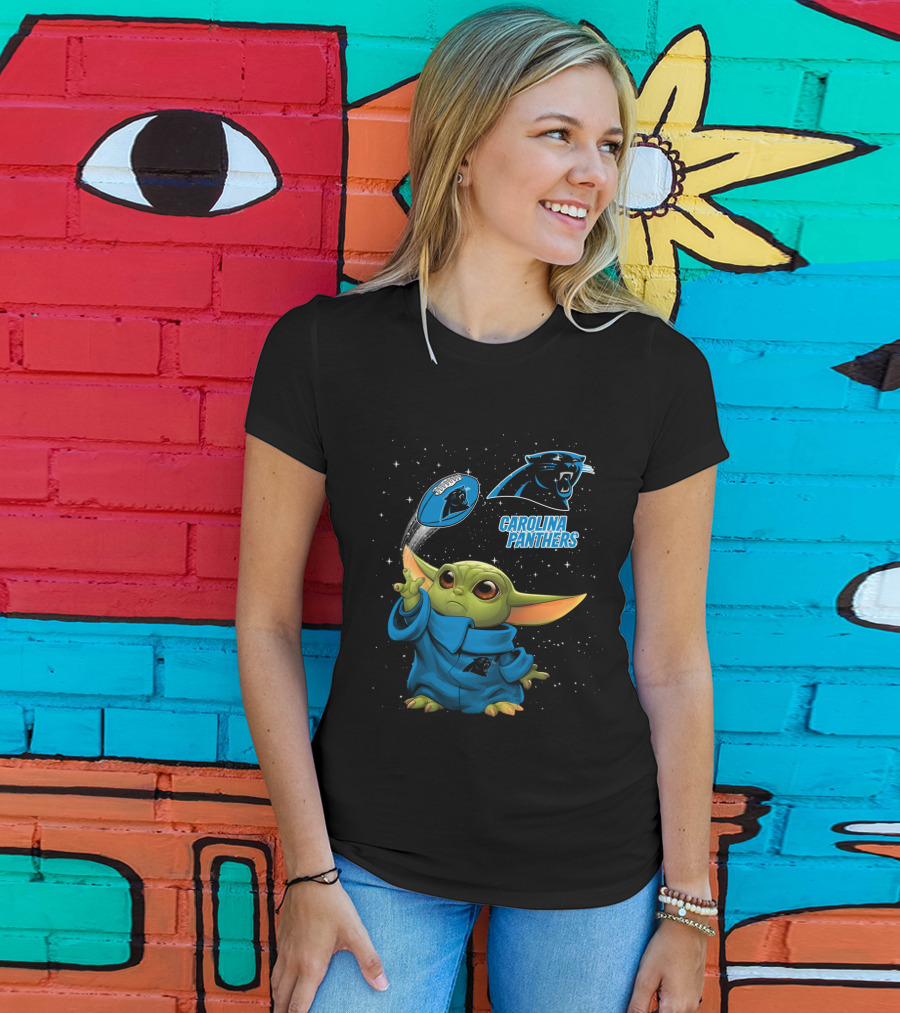 Baby Yoda Carolina Panthers Football Force Fan Gear T-Shirt