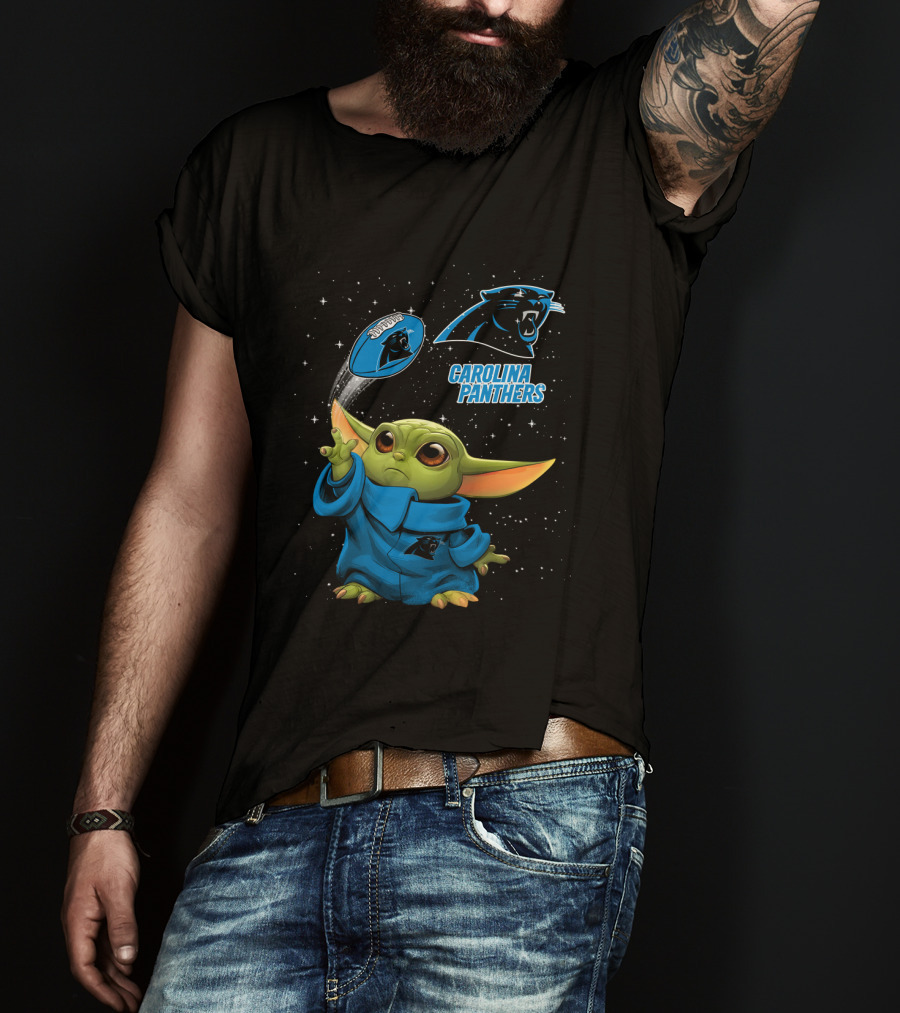 Baby Yoda Carolina Panthers Football Force Fan Gear T-Shirt