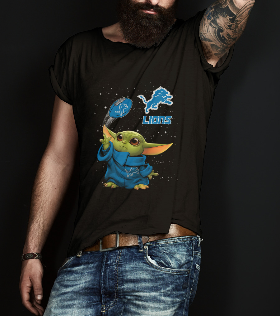 Baby Yoda Detroit Lions Football Force T-Shirt