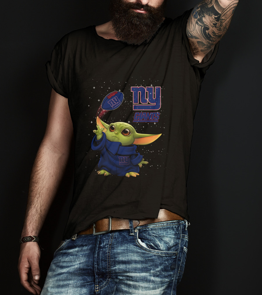 Baby Yoda NY Giants Football Fan Star Wars Mandalorian Fusion T-Shirt