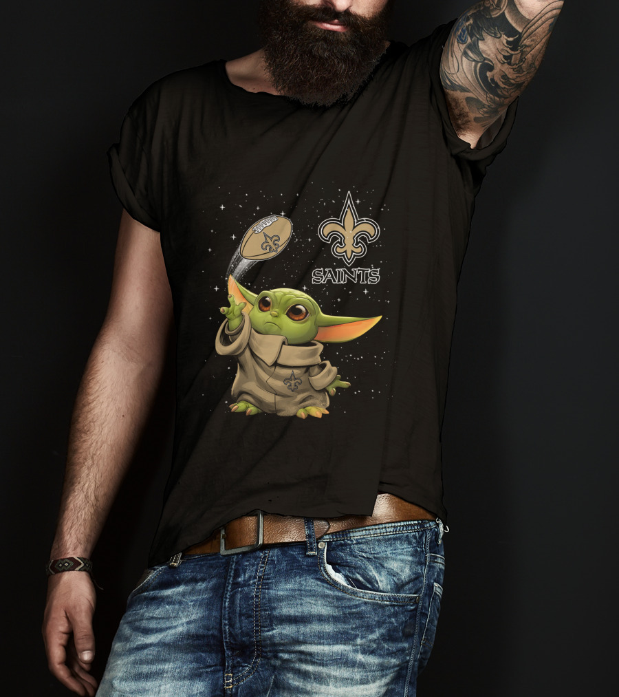 Baby Yoda New Orleans Saints Football Star Wars Collaboration T-Shirt