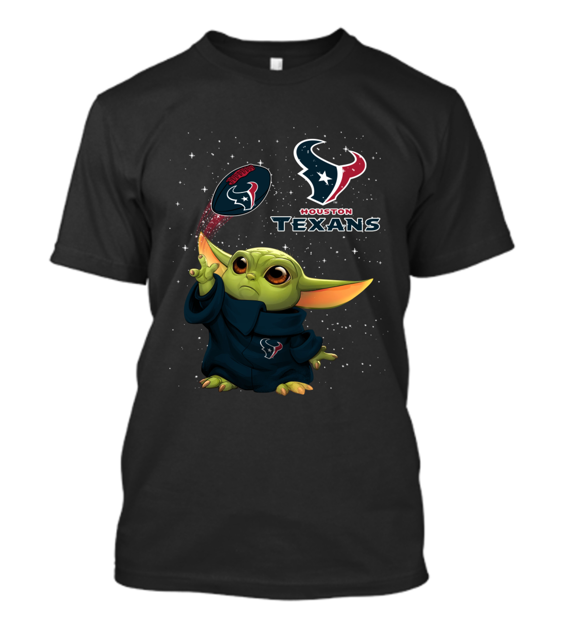 Houston Texans Baby Yoda NFL Football Star Wars Crossover T-Shirt