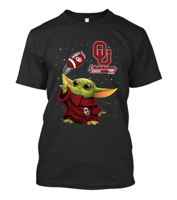 Baby Yoda Oklahoma Sooners Football Star Wars Crossover T-Shirt