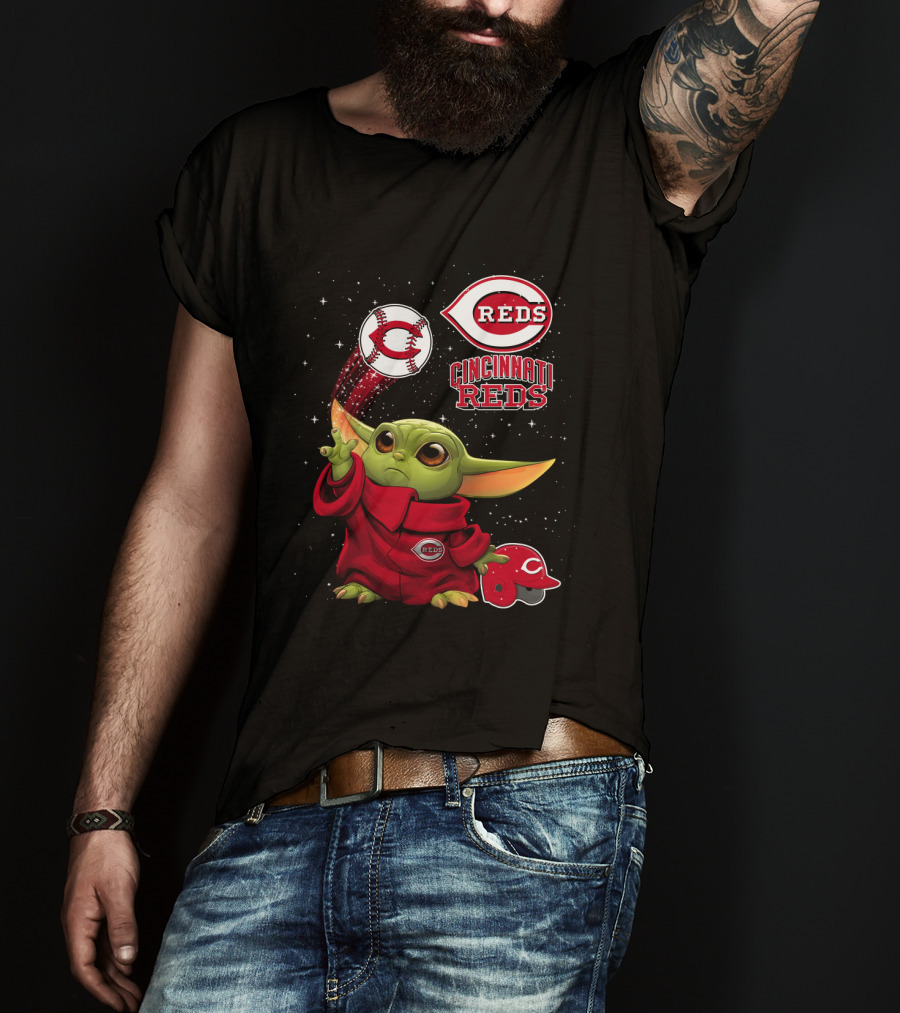 Baby Yoda Cincinnati Reds Baseball Star Wars Crossover T-Shirt