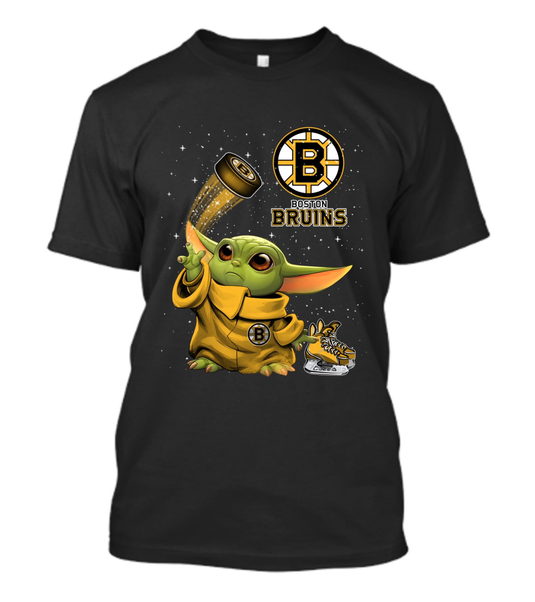 Boston Bruins Baby Yoda Star Wars NHL Crossover T-Shirt