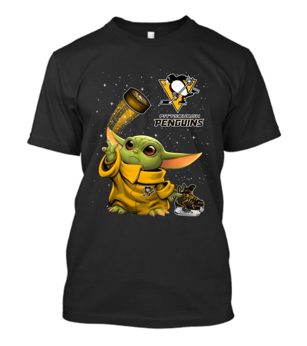 Pittsburgh Penguins Baby Yoda Hockey Star Wars Crossover T-Shirt