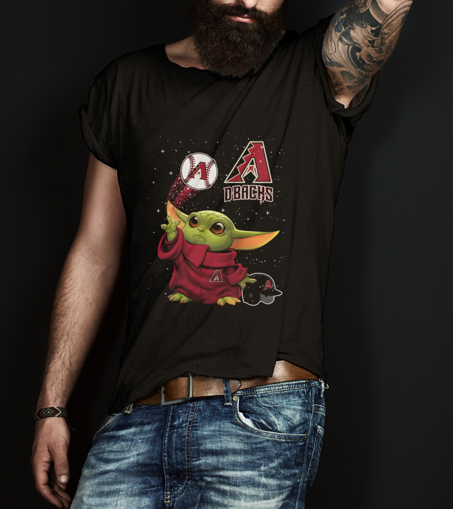 Arizona Diamondbacks Star Wars Baby Yoda Baseball Pitching Magic T-Shirt