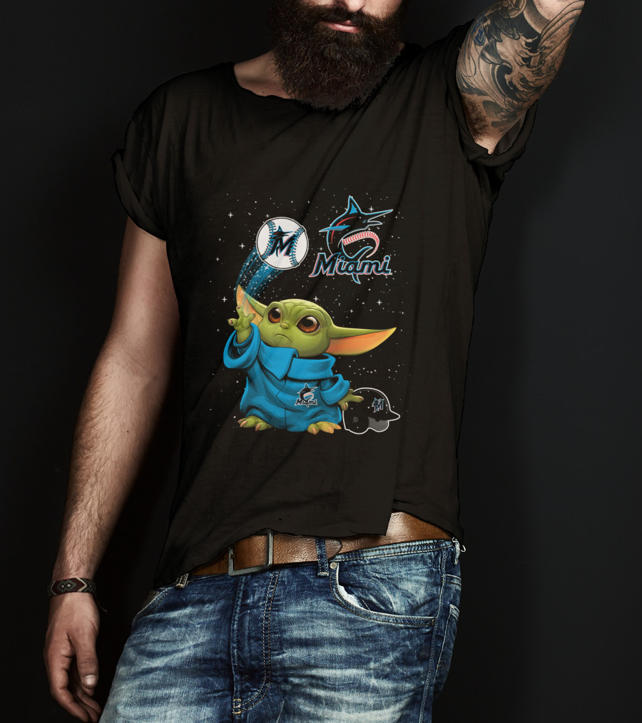 Miami Marlins Baby Alien Starry Baseball Magic T-Shirt
