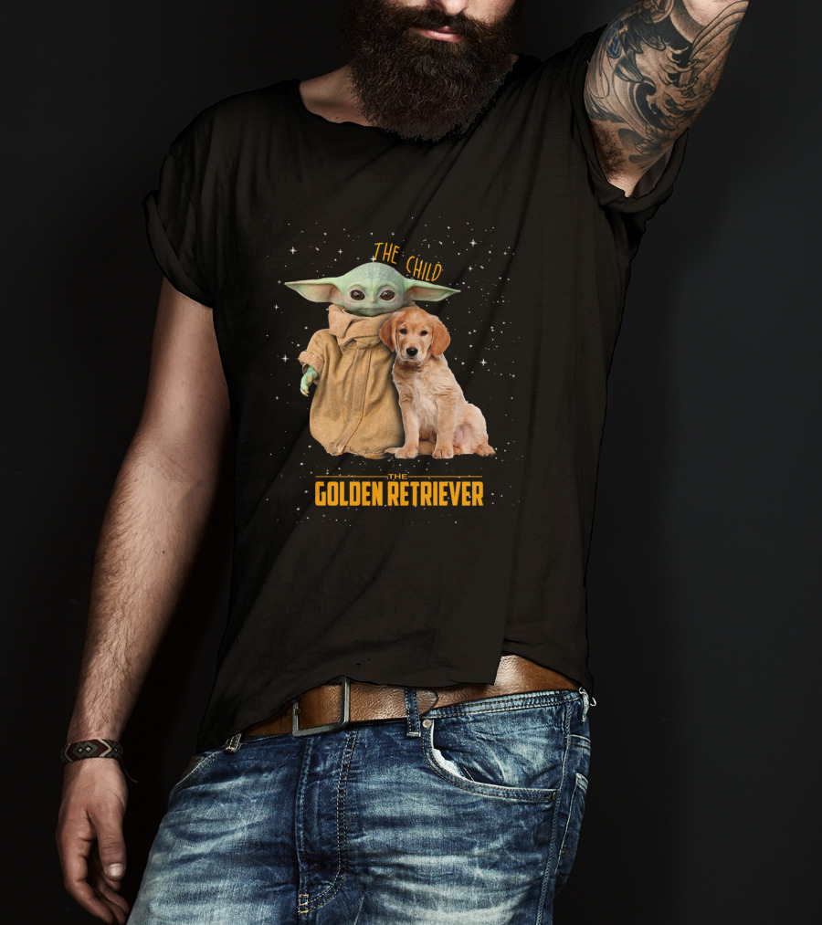 The Child Baby Yoda And Golden Retriever Star Wars Mashup T-Shirt