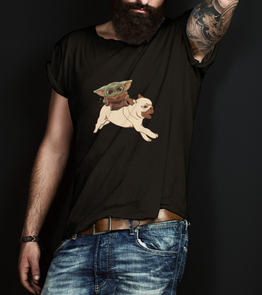 Pug With Child Character Riding T-Shirt