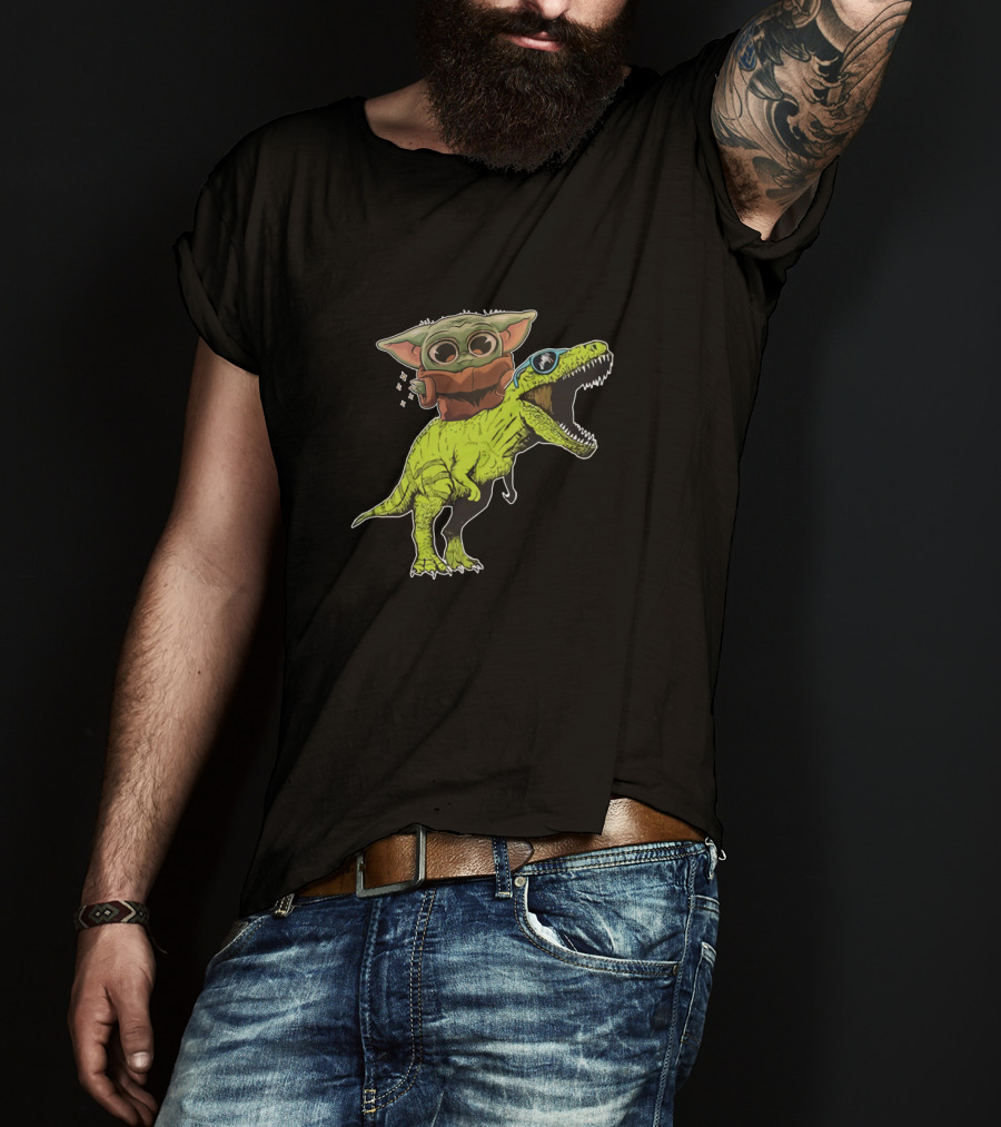 Dinosaur Baby Riding T-Rex T-Shirt