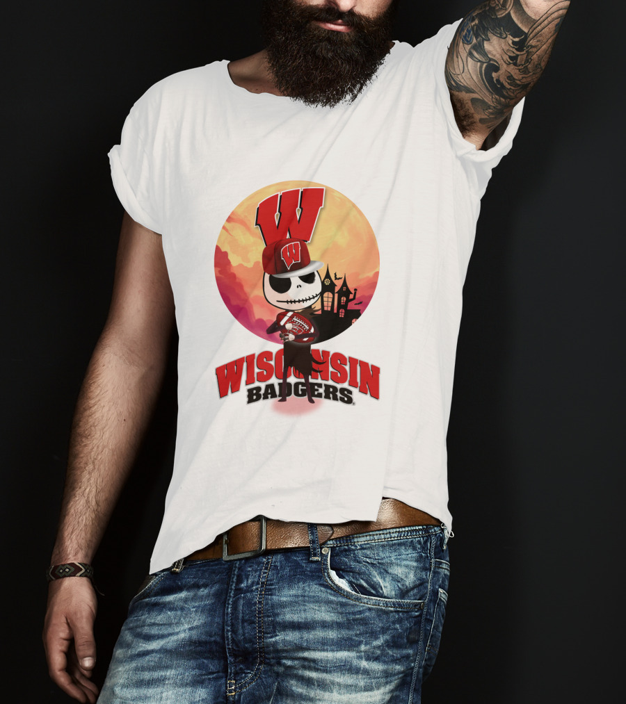 Wisconsin Badgers Halloween Skeleton T-Shirt