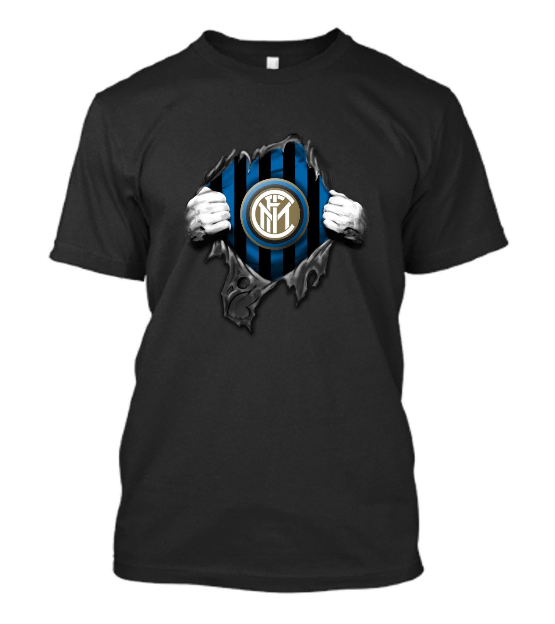 Internazionale Black Blue Stripes Emblem T-Shirt