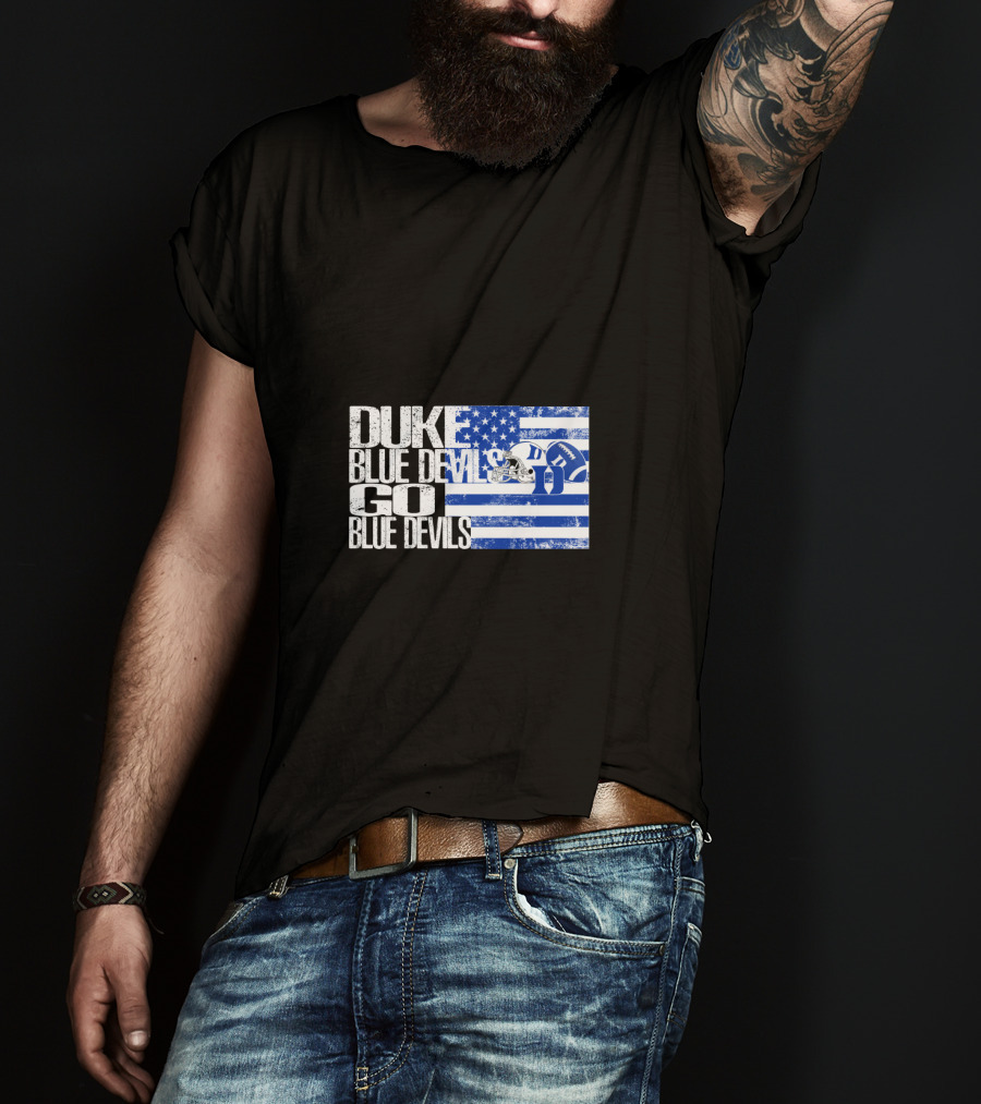 Duke Blue Devils Go Blue Devils Usa Flag Football Helmet T-Shirt