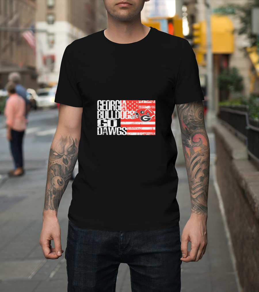 Georgia Bulldogs Go Dawgs American Flag T-Shirt