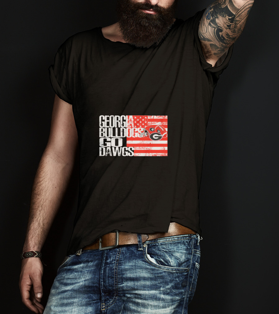 Georgia Bulldogs Go Dawgs American Flag T-Shirt