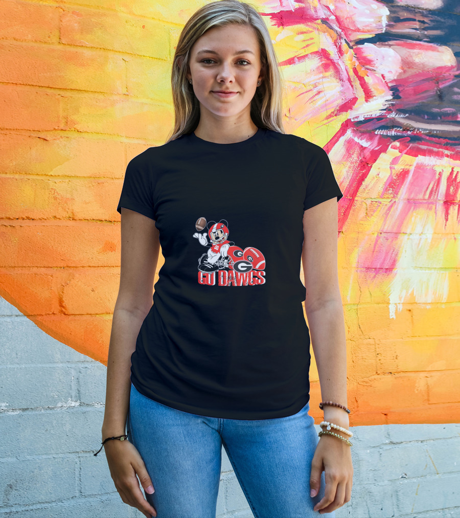 Chtnca8009 Go Dawgs Football Georgia Bulldogs Mickey Mouse T-Shirt