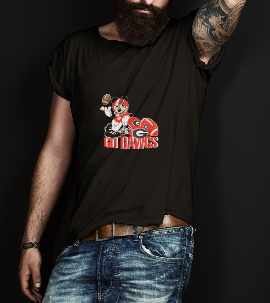 Chtnca8009 Go Dawgs Football Georgia Bulldogs Mickey Mouse T-Shirt