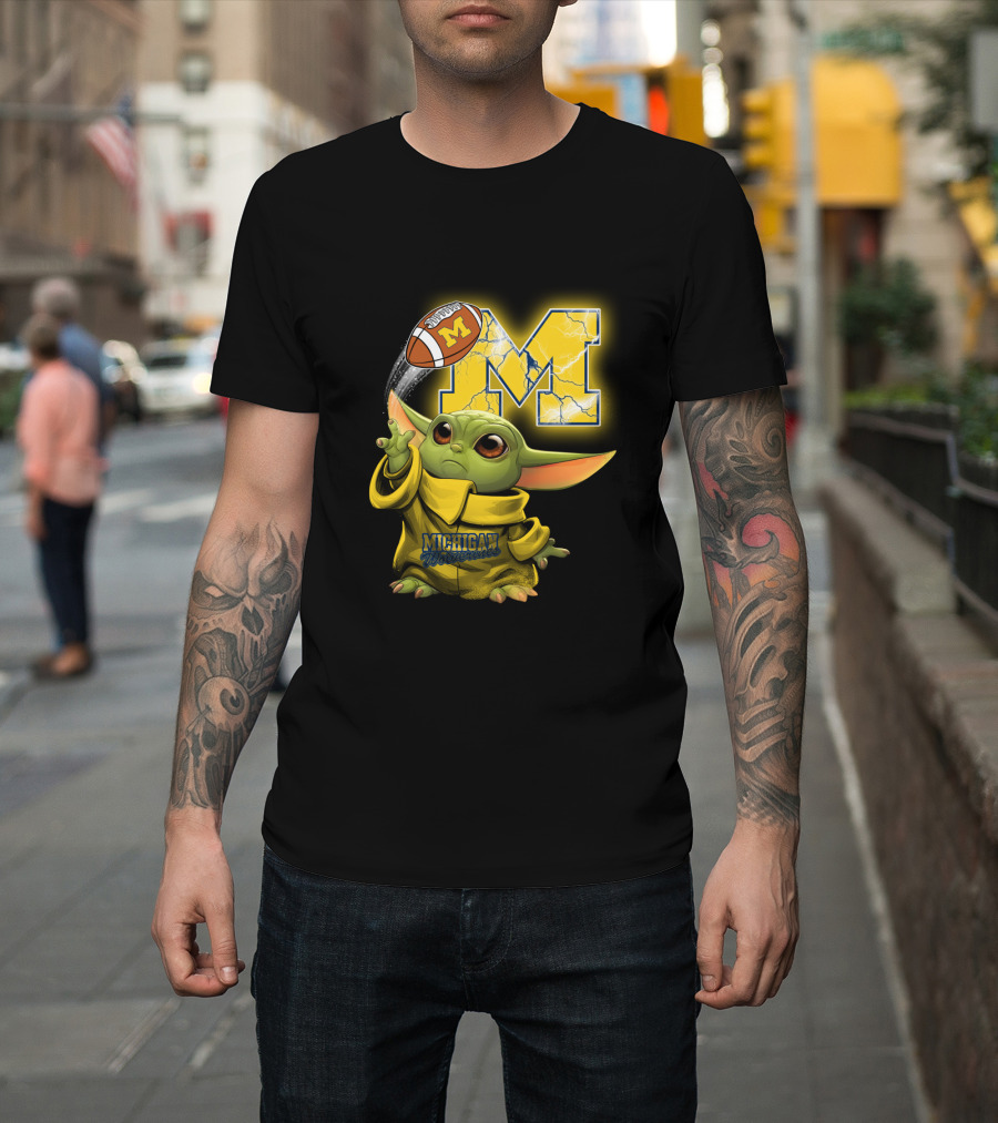 Michigan Wolverines Yoda Style Football Fan Craze T-Shirt