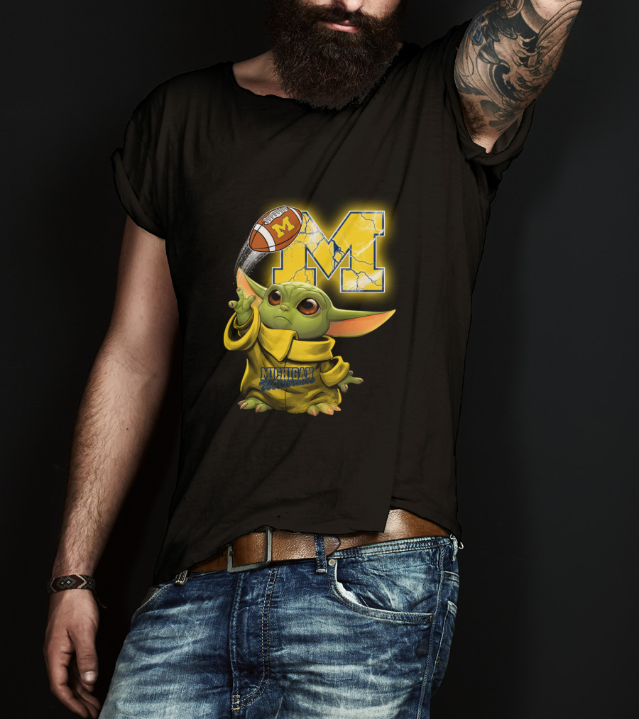 Michigan Wolverines Yoda Style Football Fan Craze T-Shirt