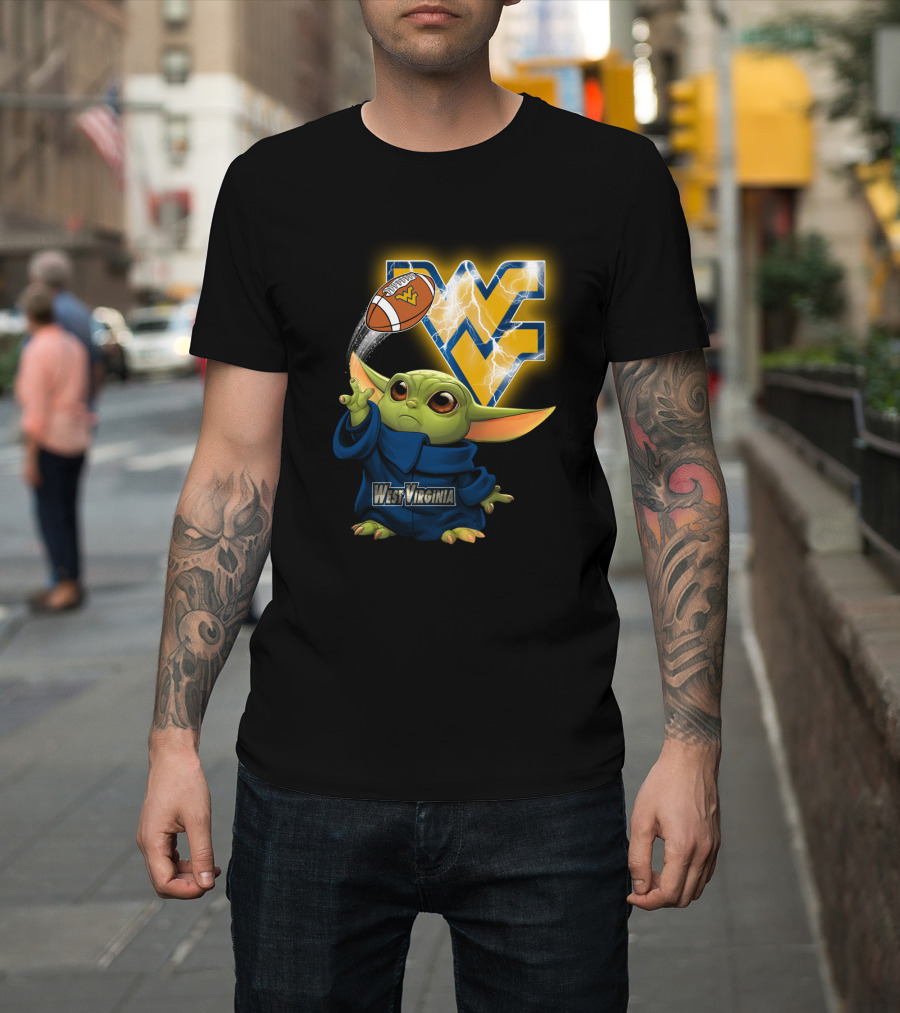 West Virginia Football Baby Alien With Wv Logo And Lightning T-Shirt