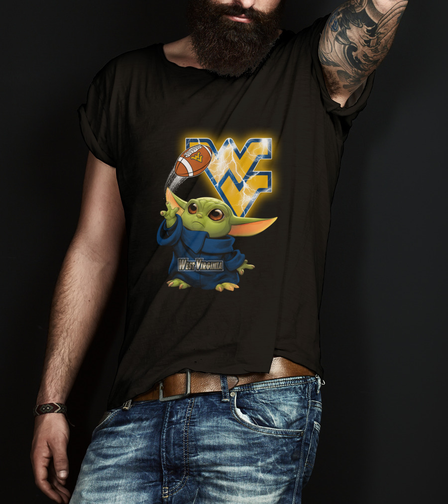West Virginia Football Baby Alien With Wv Logo And Lightning T-Shirt
