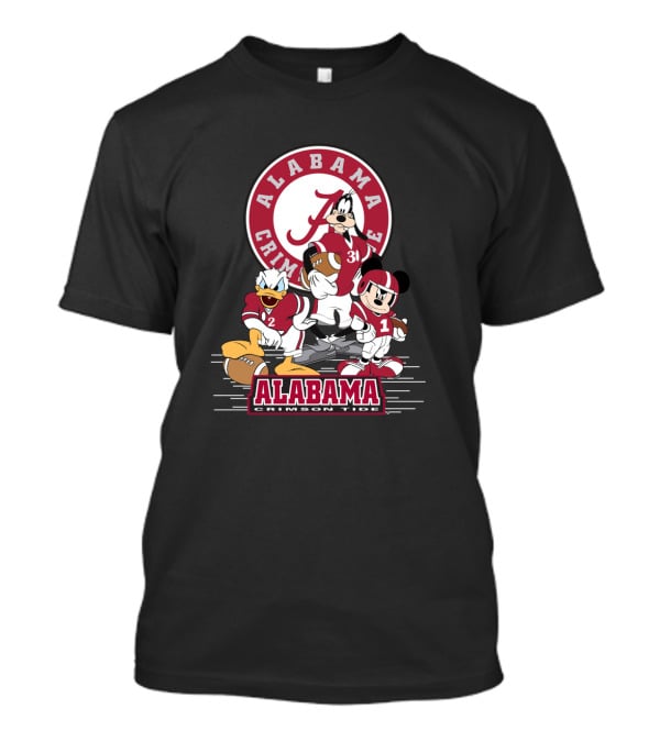 Alabama Crimson Tide Disney Characters Football Team Featuring Mickey Donald Goofy T-Shirt