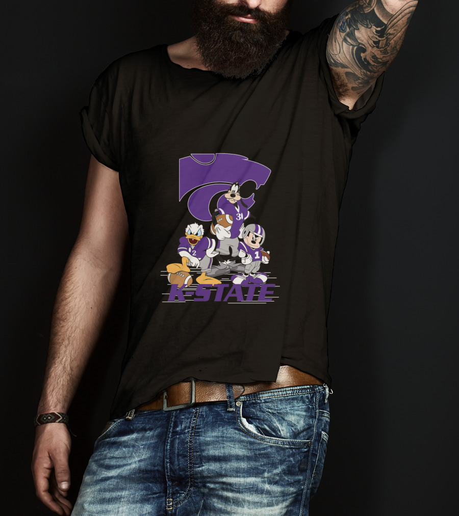 K-State Wildcats Football Characters With Ksu Powercat Logo Chtnca10009 T-Shirt