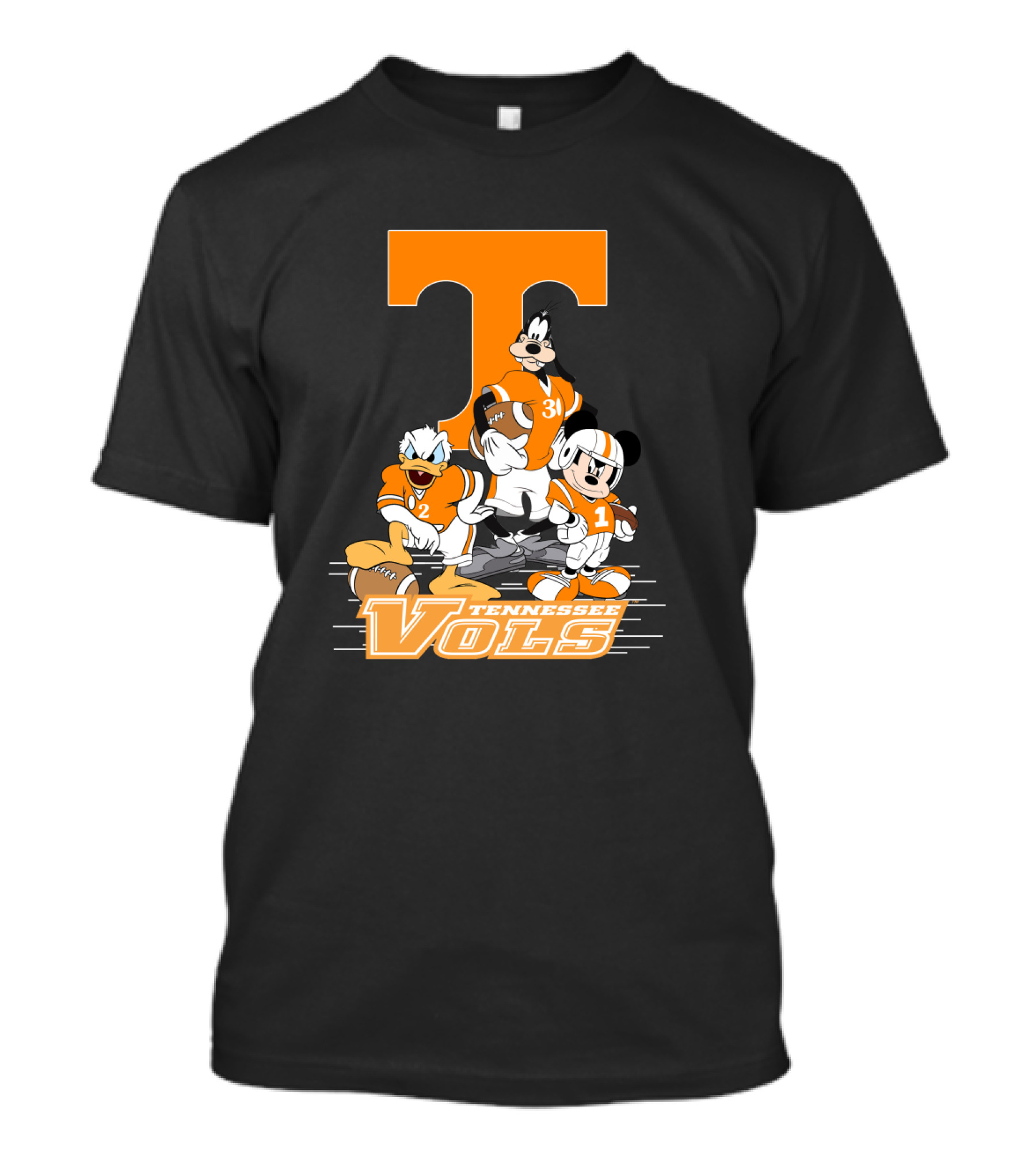 Tennessee Vols T Logo Donald Goofy Mickey Football Players T-Shirt