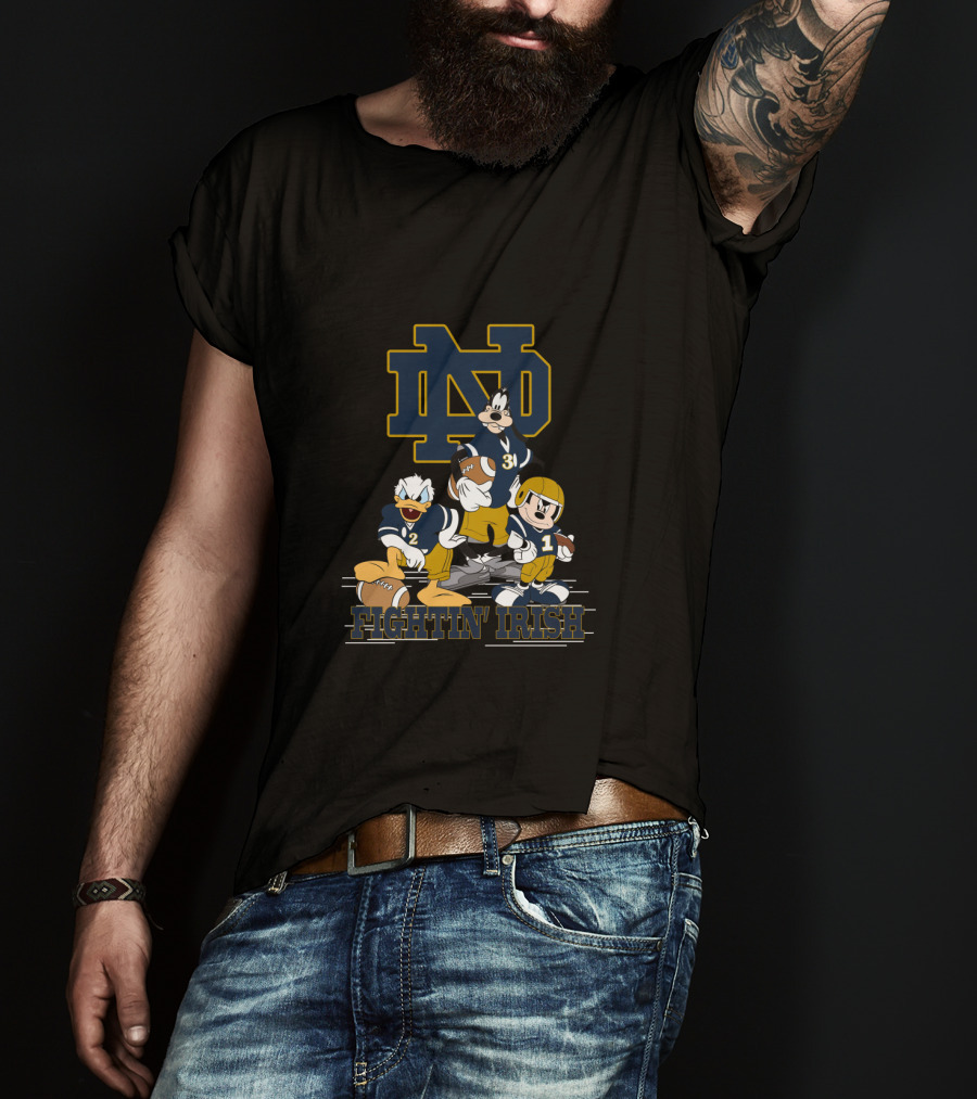 Nd Fighting Irish Mickey Donald Goofy Football Team T-Shirt