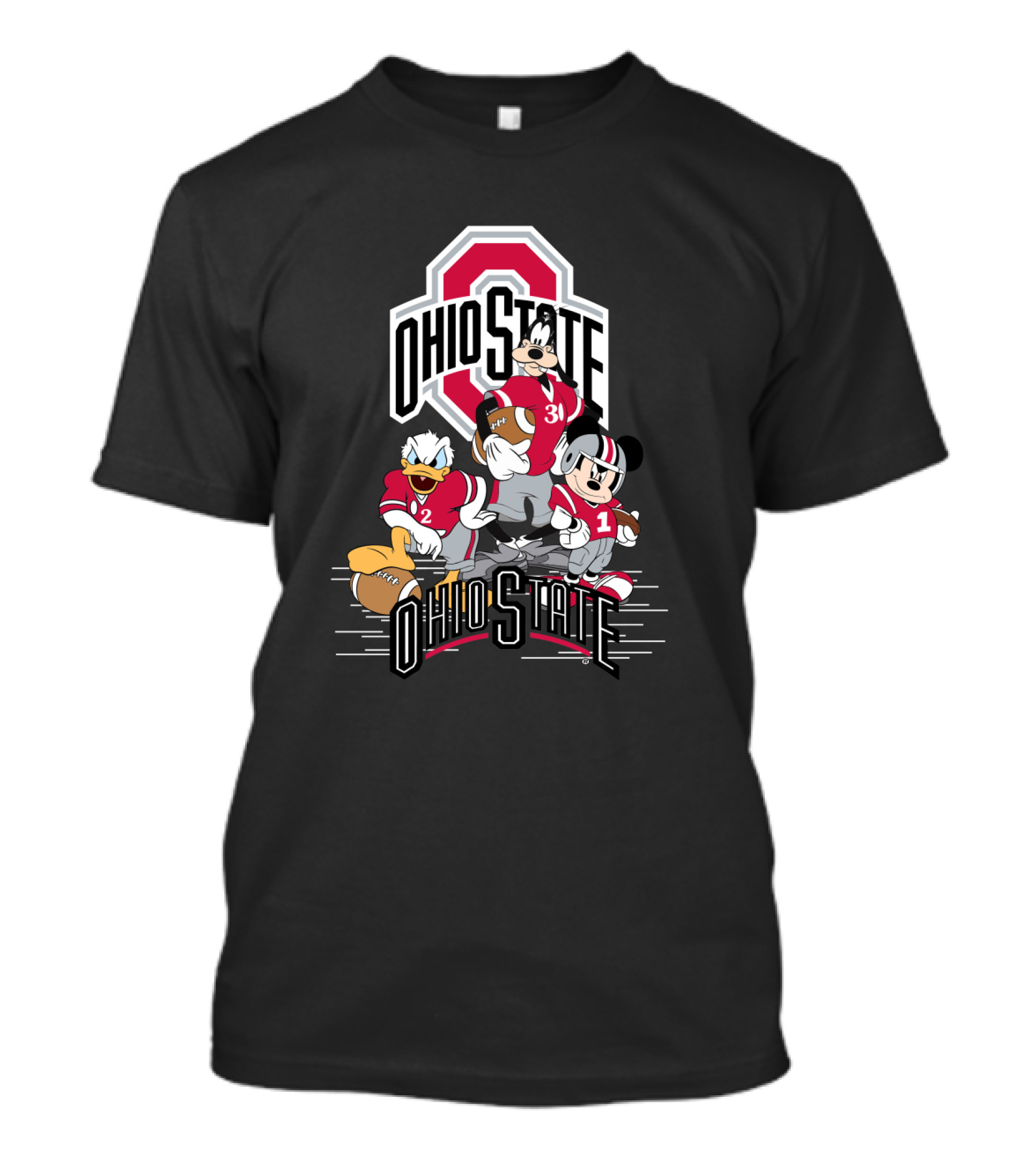 Ohio State Mickey Donald Goofy Football T-Shirt