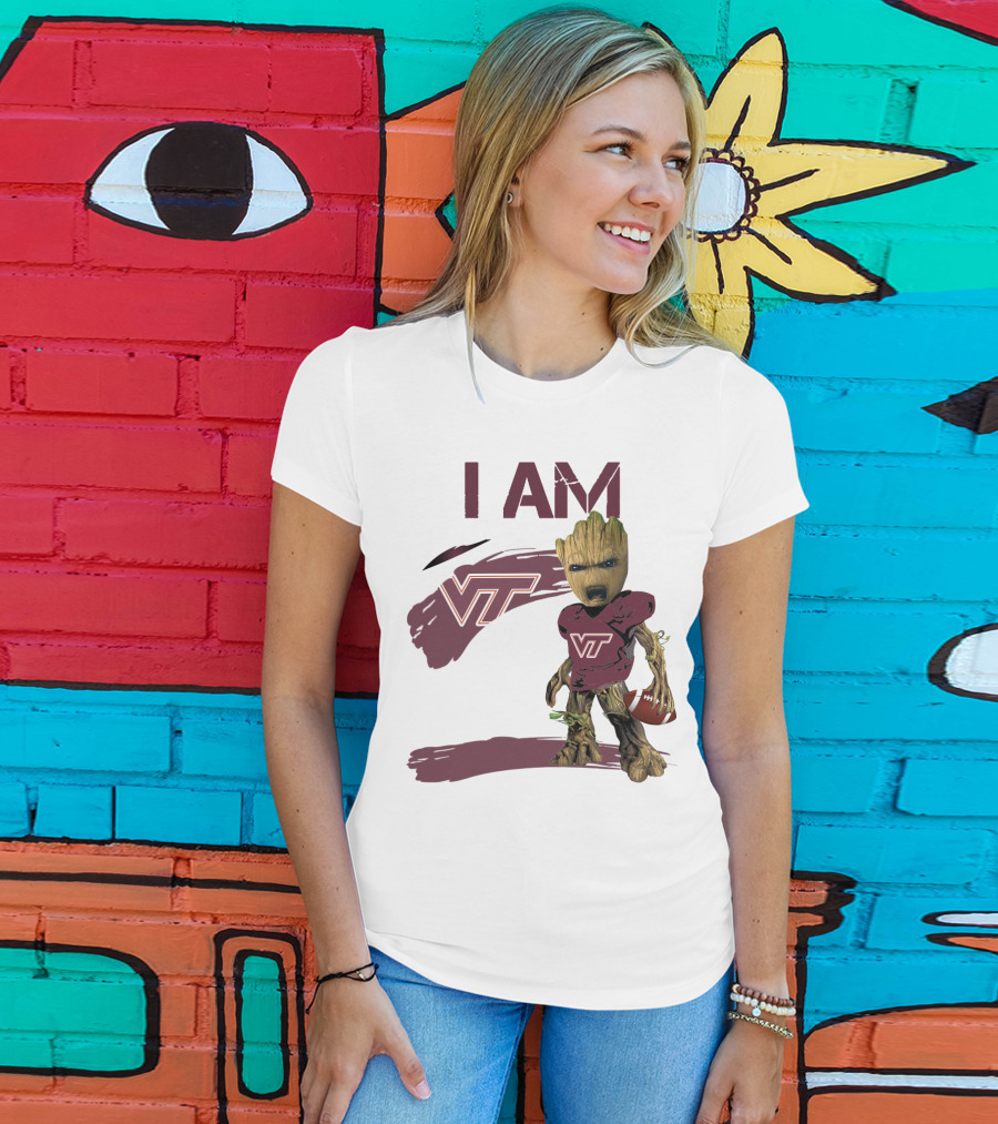 I Am Groot VT Football Hokies Baby Groot T-Shirt