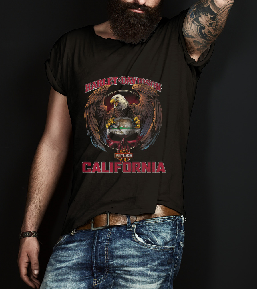 Harley Davidson California Eagle And Bear Symbolism T-Shirt