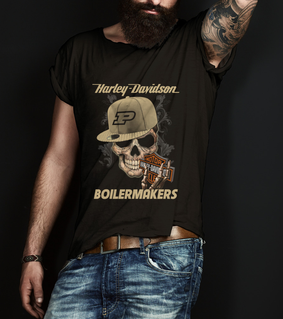Harley Davidson Skull Purdue Boilermakers P Cap T-Shirt