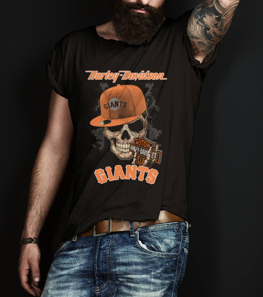 Harley Davidson Giants Skull Cap Motor San Francisco T-Shirt