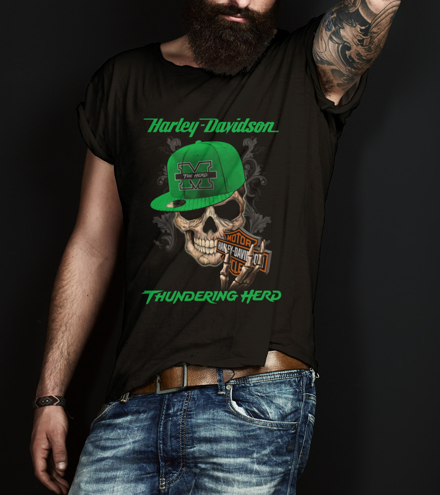 Harley Davidson Skull Thundering Herd The Herd Marshall M T-Shirt
