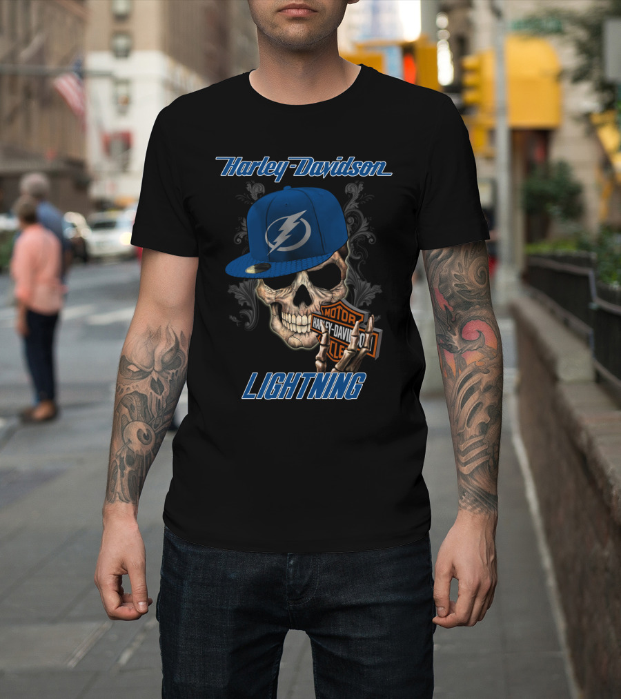 Harley Davidson Lightning Skull Tampa Bay Nhl T-Shirt