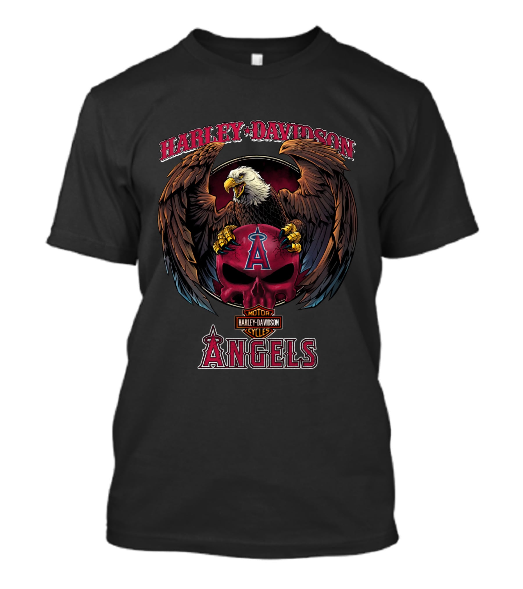 Harley Davidson Los Angeles Angels Eagle Skull T-Shirt