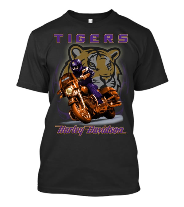 Tigers Harley Davidson Lsu Tigers Motorcycle Rider T-Shirt