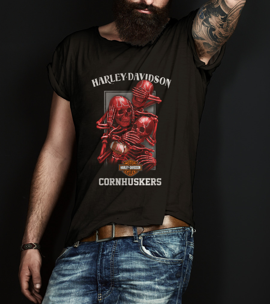 Harley Davidson Motor Cycles Cornhuskers T-Shirt