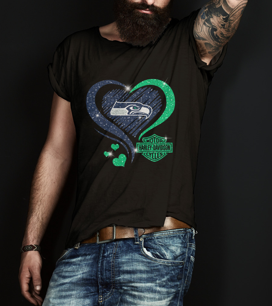 Harley Davidson Heart Seattle Seahawks T-Shirt