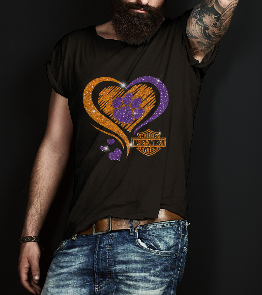 Clemson Tigers Heart Harley Davidson T-Shirt