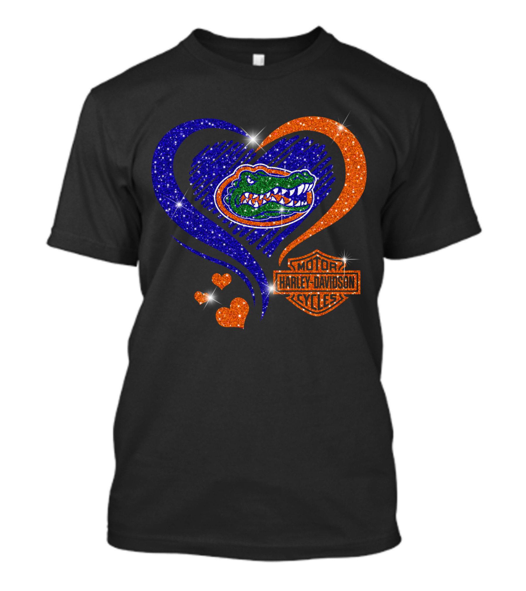 Florida Gators Harley Davidson Heart Glitter T-Shirt