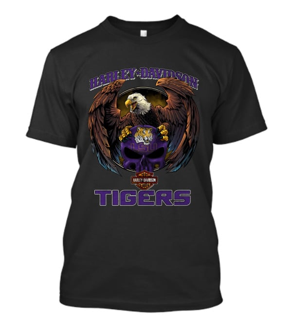 Harley Davidson Lsu Tigers Motorcycles Eagle Badge T-Shirt