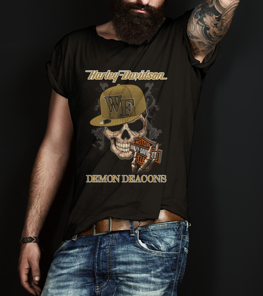 Harley Davidson Wf Skull Motorcycles Demon Deacons T-Shirt